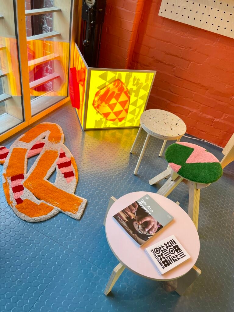 Abstract painted and vacuum formed light panels in collaboration with Dual Works